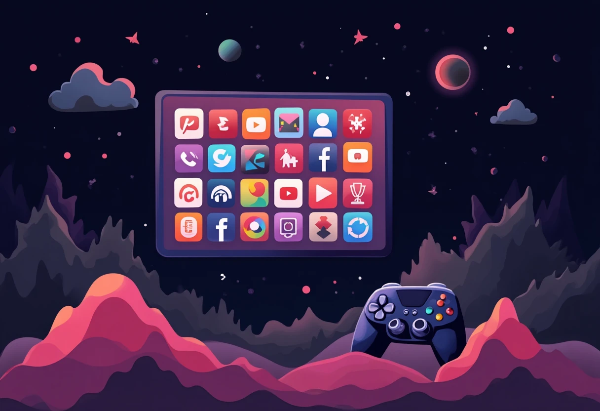 Diverse streaming app icons