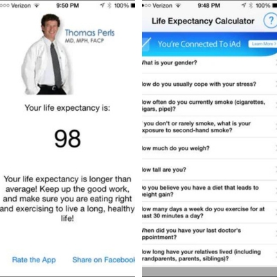 Aplicativos para calcular a expectativa de vida